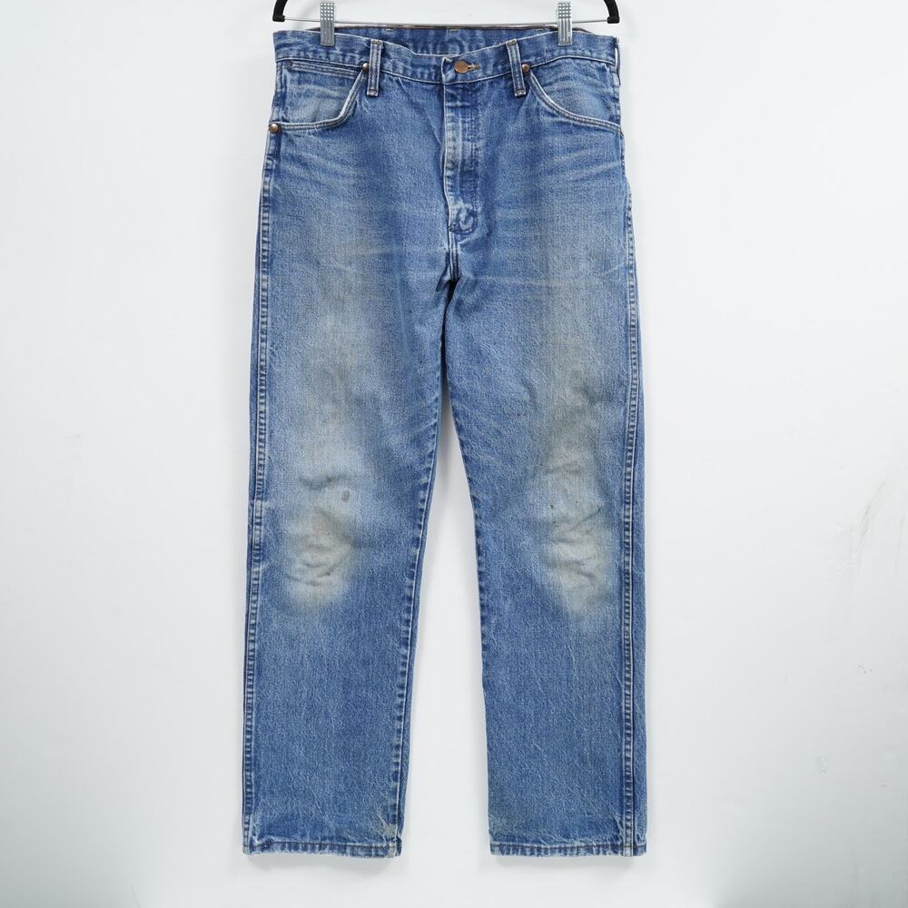 Vintage Wrangler Jeans 33x30.5 USA Distressed Faded Denim Scovill Zip 70s